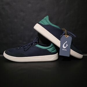 NWT Olukai Mens Navy And Green Punini Casual Lace Up Shoes 10514-5482 Size 10.5